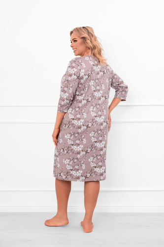 Camisón de señora Oshima de algodón con mangas 3/4 y estampado floral Moda Italiana