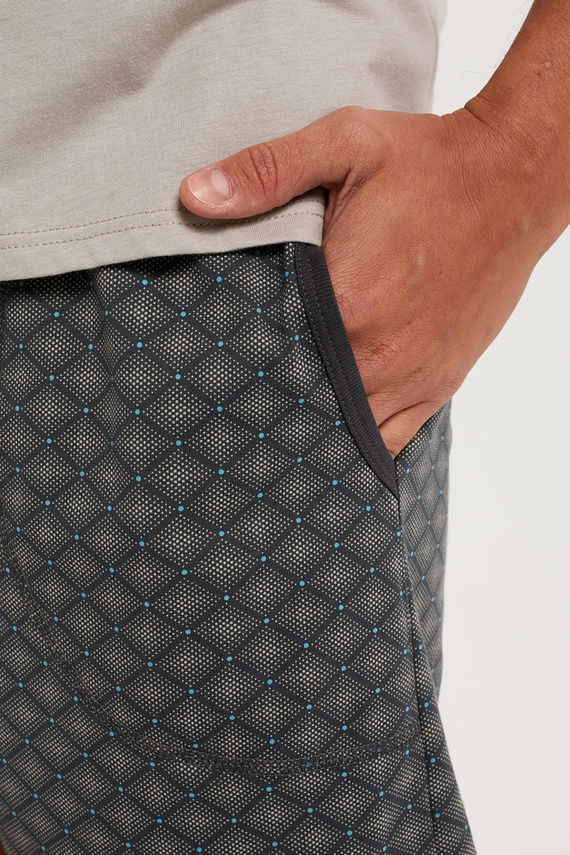 Abel Pijama de manga corta para hombre, pantalón corto Moda Italiana - beige/estampado