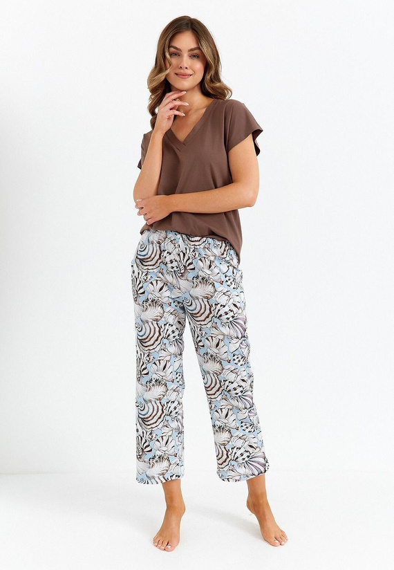 485 Cana pijama mujer chocolate - algodón, dos piezas, elegante