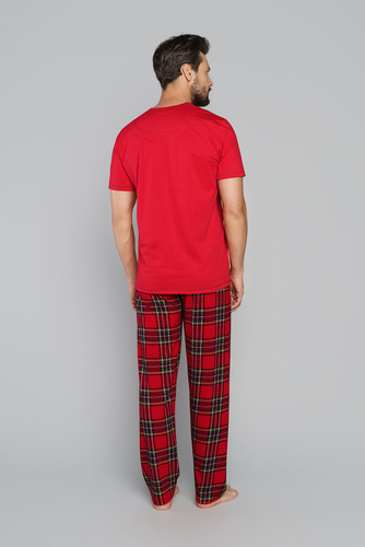 Narwik Pijama hombre manga corta, pantalón largo Moda Italiana- rojo/estampado