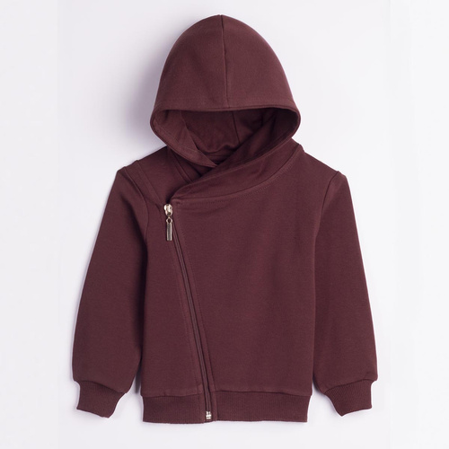 227276 Nicol BENEK Sudadera infantil con capucha para niño marrón oscuro con cremallera