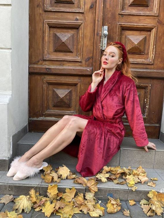 628 Albornoz largo de mujer Abigail Forex - granate