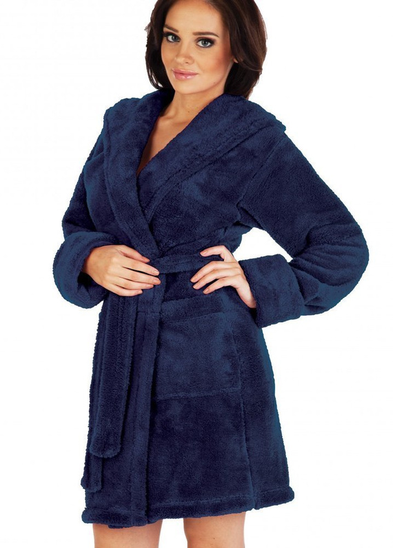 806 Luna Bathrobe by De Lafense - azul marino