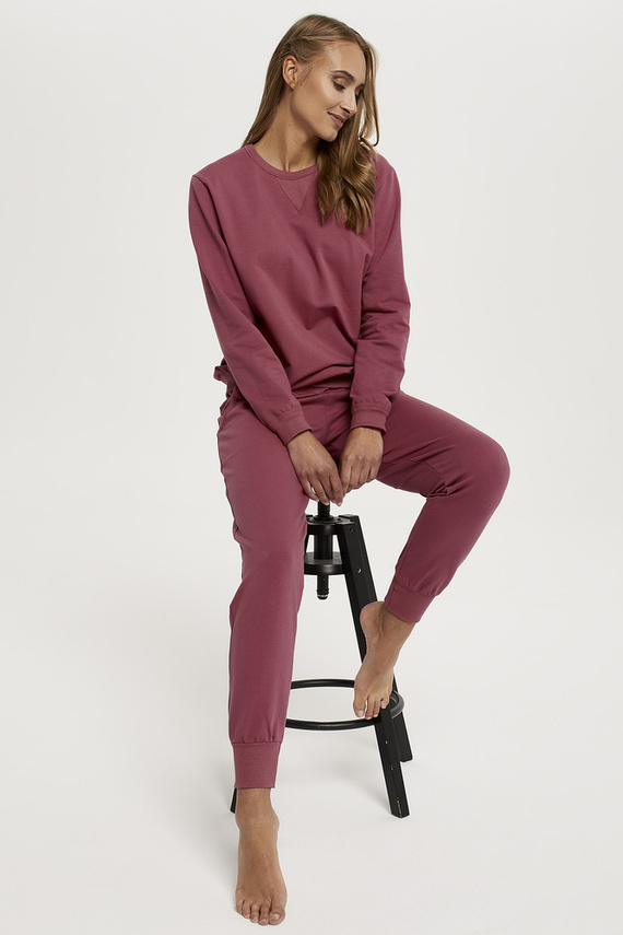 Conjunto largo de mujer Panamá. manga, longitud. pantalones Moda Italiana - frambuesa