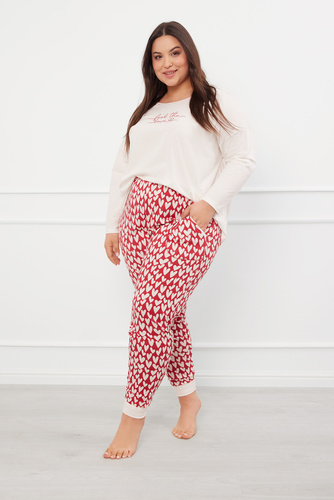 Evora Pijama señora manga larga, pantalón largo Moda Italiana - crudo/estampado