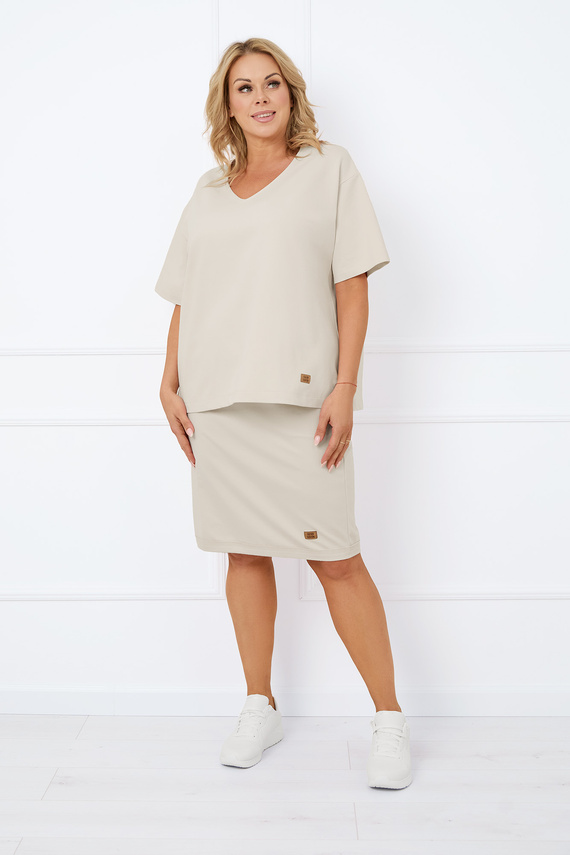 Caro Blusa manga corta Moda Italiana - beige