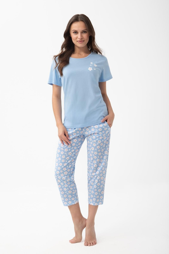 1301 Luna Pijama mujer algodón 3/4 floral suave cómoda 100% algodón