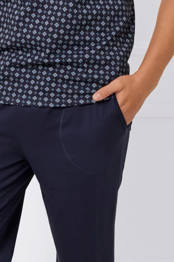 Gerard Pijama de manga corta para hombre, pantalón 3/4 Moda Italiana - estampado/verde