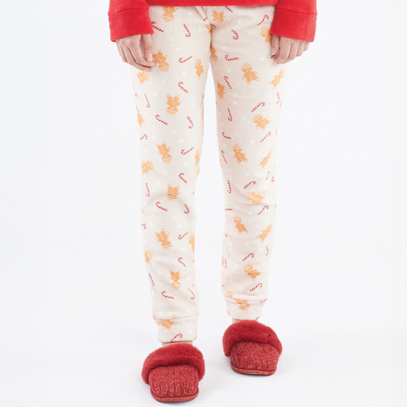Meddy Pijama de mujer Sorbetto rojo - polar, Navidad con caballo y galletas de jengibre