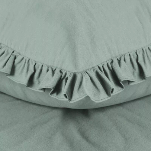 Ropa de cama de algodón con volante Eurofirany 100% algodón con cremallera color salvia