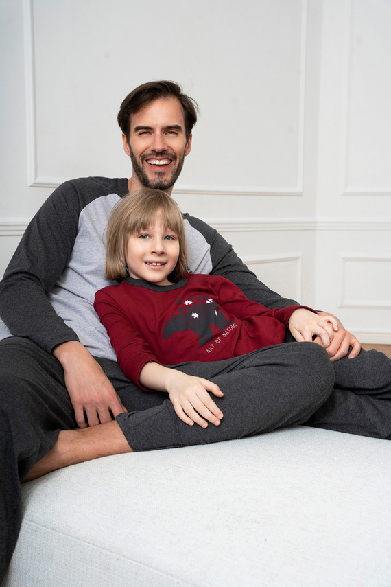 Morten Pijama de niño Moda Italiana burdeos/c.melange