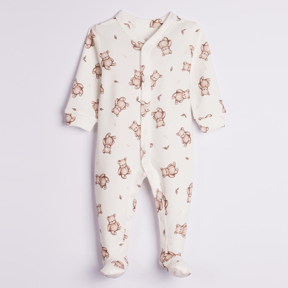 227031 Nicol BENEK Pijama enterizo para bebé 100% algodón crema con ositos