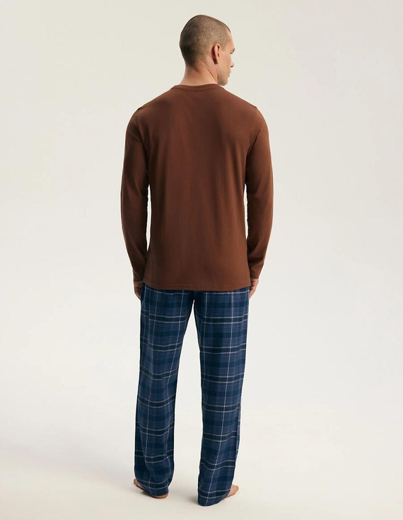 Pijama para hombre Henderson 45451 Imago marrón 100% algodón franela premium
