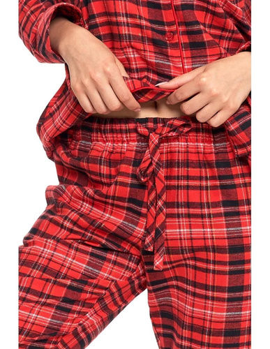 Moraj pijama de mujer PDD6600-002 - franela a cuadros, con botones