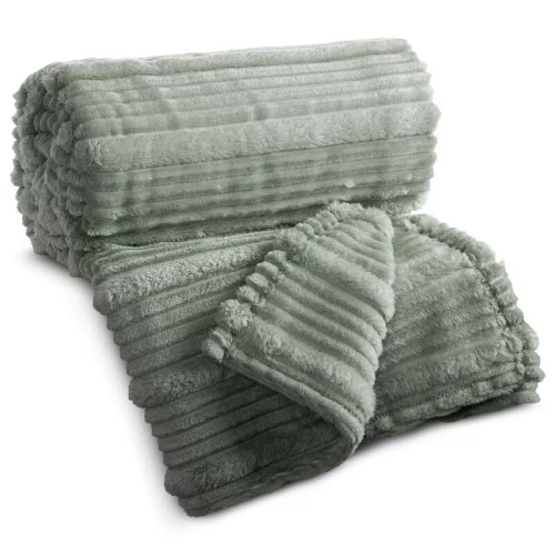 Manta cubrecama Nina 220x200 flano 3D suave Eurofirany 300 GSM color salvia