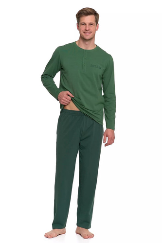 Moraj PDM pijama de hombre 4600-015 verde - pijama de algodón de manga larga con pantalón