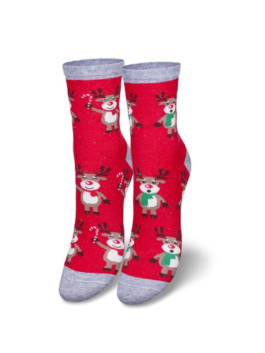 1283.002 Reno de pie Milena - Calcetines de Navidad para mujer, Rojo