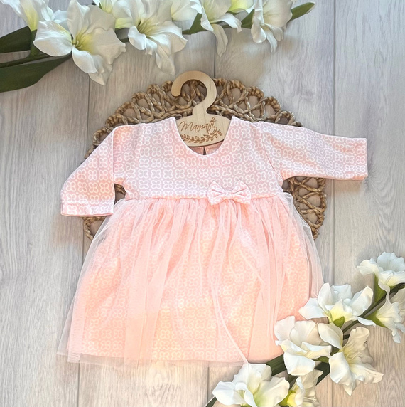 Body vestido bebé Mamatti SB15903 tul flores manga larga