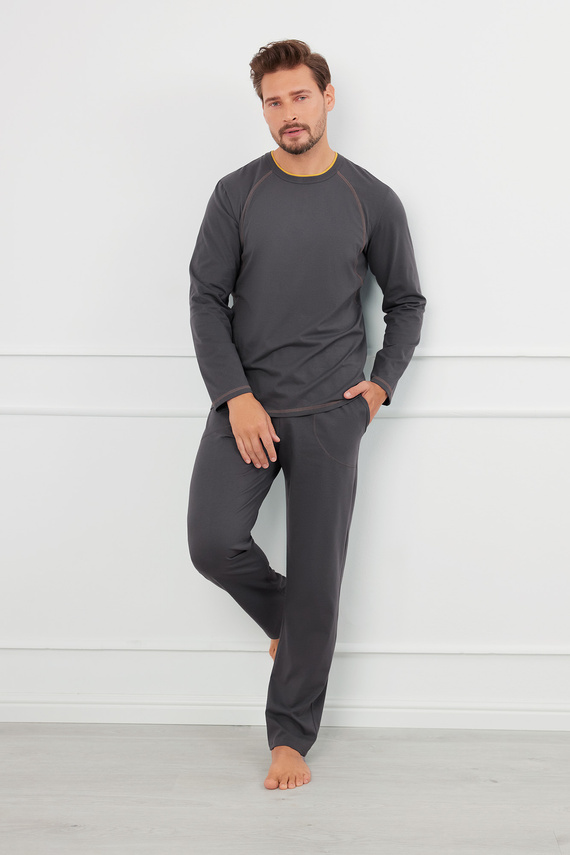 Pijama Salomon Hombre manga larga, pantalón largo Moda Italiana - grafito/miel