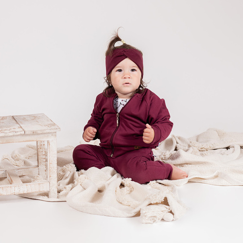 217066 Diadema de algodón de canalé Alisa Nicol - burdeos