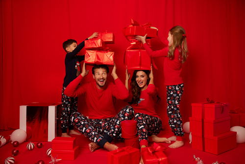 Rojas Pijama manga larga hombre, pantalón largo Moda Italiana - rojo/estampado