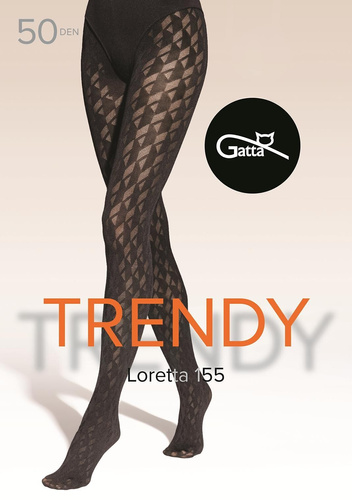 Loretta 155 Gatta medias de mujer - estampado geométrico, 50 den, mate - nero