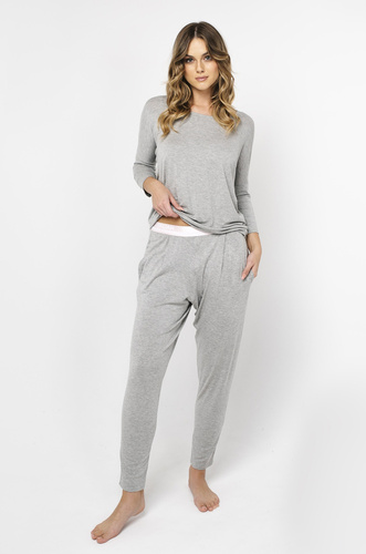 Estilo Conjunto de manga 3/4 para mujer, largo.pantalones melange de moda italiana