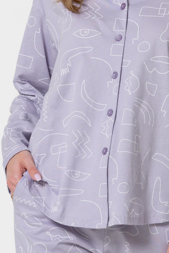 Pijama de mujer Leveza 1784 Marcelina lila 100% algodón con botones