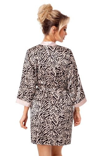 Bata Sheila Donna beige - elegante bata de mujer de satén con cinturón