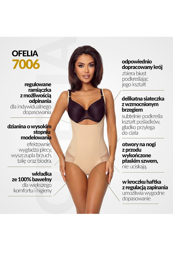 Body 7006 Ofelia Lapinee beige Body moldeador reductor bajo el busto que estiliza la figura