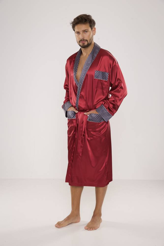 940 Albornoz de satén para hombre Forex - granate