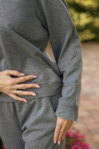 Maio chándal mujer Mirale algodón 95% algodón 5% elastán, producción polaca - elegante conjunto deportivo - gris