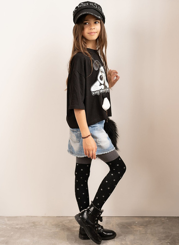 Leotardos Twilight 2527 Knittex 50 den - negro con estampado de estrellas plateadas | A la moda y elegantes