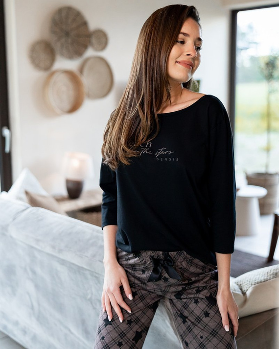 Sensis Reach For The Stars Pijama de mujer - negro-marrón