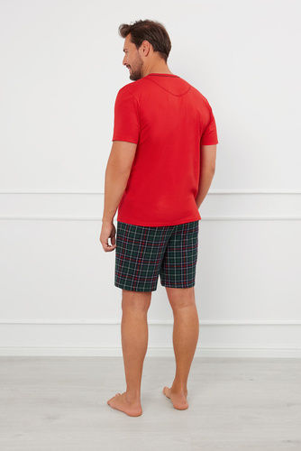 Fogo Pijama de manga corta para hombre, pantalón corto Moda Italiana - rojo/estampado