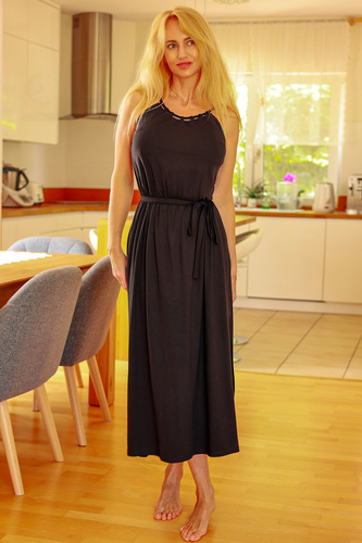 Grace Mirale - Vestido largo de viscosa con abertura | Fabricación polaca - negro