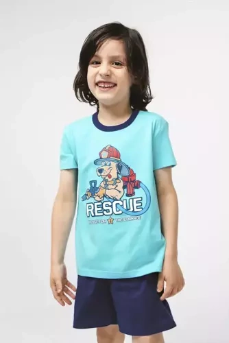 Remek Pijama niño manga corta, pantalón Moda Italiana - turquesa