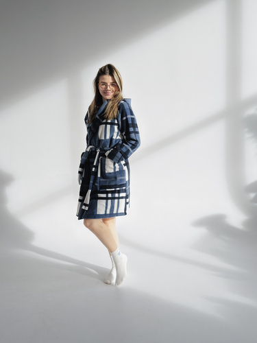 031 De Lafense albornoz manta - cálido albornoz de las mujeres de lana Super Cozy, azul