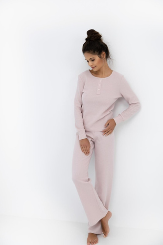 Sensis pijama de mujer Arlette rosa sucio - algodón, manga larga | Elegante y cómodo por la noche
