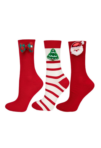 Calcetines festivos de algodón acanalado para mujer Moraj CDC700-036 con aplicación en 3D