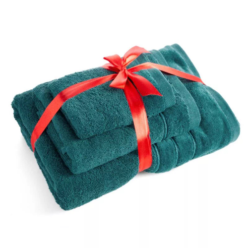 Set de toallas Eurofirany 3 piezas suaves absorbentes elegantes Sibel dark turquoise