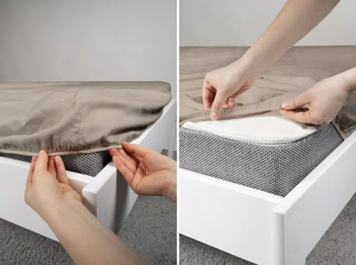 Sábana ajustable de microsatén Poly Detexpol lisa y práctica taupe