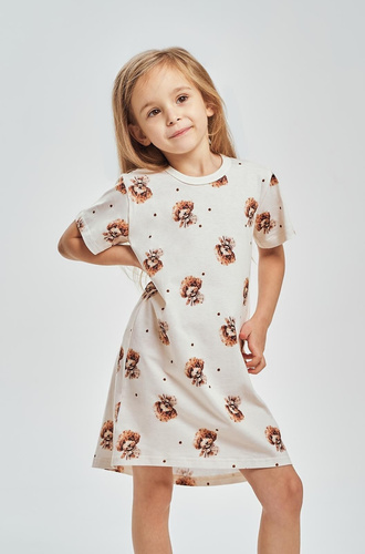 Camisón niña Coco 3548 Taro marrón – 100% algodón, perritos, manga corta