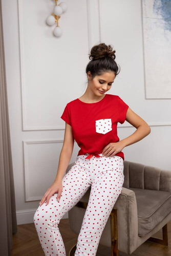 Pijama Adelaide Sensis para mujer - rojo-crema