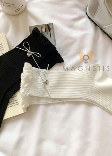 Magnetis CC-251103 calcetines mujer algodón con volante y lazo white