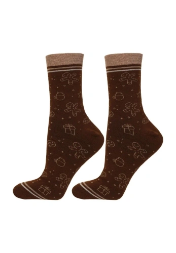 Calcetines de mujer Moraj CSL250-962 navideños con estampado de jengibre en lata para regalo