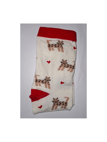 0200.196 Gatitos y corazones Milena - calcetines de mujer, Crudo