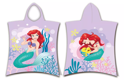 Poncho infantil Ariel Mermaid rosa Disney toalla con capucha Jf24 Para piscina, playa, baño Jerry Telas
