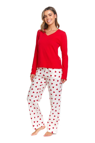Pijama mujer Doctor Nap Amour, blusa roja + pantalones de franela, 100% algodón