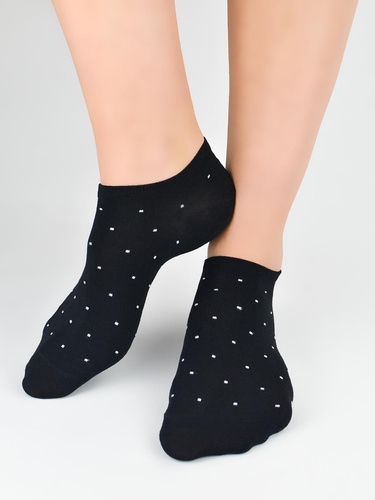 Calcetines invisibles mujer Noviti ST077 – modal, lunares, costuras planas black